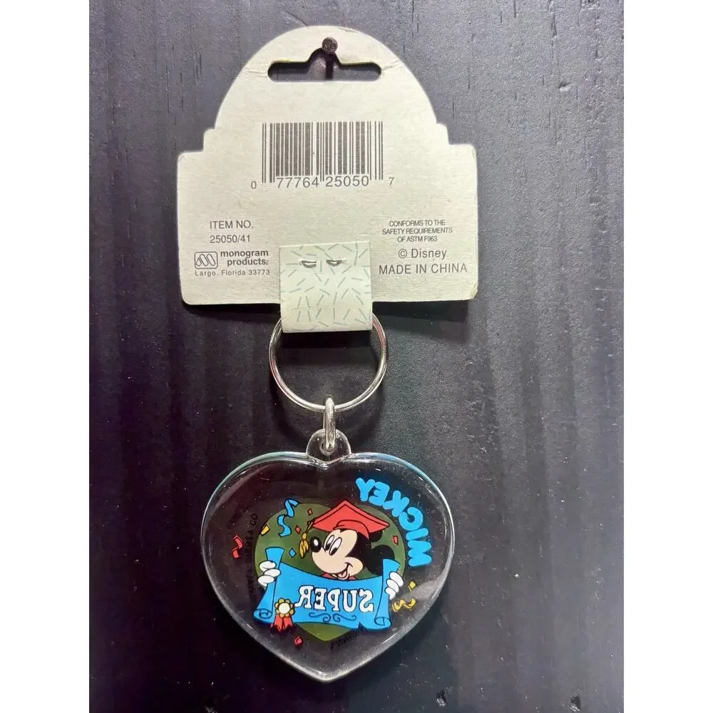 Vintage Disney Mickey Mouse Heart Keyring 1990s Monogram Products Super